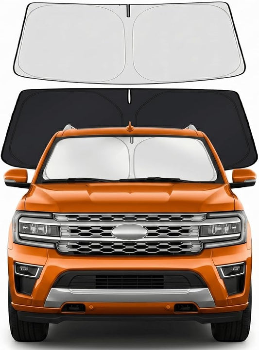 Custom Fit Windshield Sun Shade for Ford Expedition 2018-2025 | Custom Fit Windshield Cover, Blocks UV Rays, Double-Layer Heat Shield, Durable Frame, Easy Fold & Storage