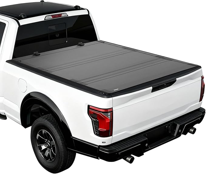 VEVOR Hard Tri-Fold Truck Bed Tonneau Cover, Compatible with 2021-2025 Ford F-150 (Incl. Raptor/Lightning) 5.5 ft (67.1 in) Bed, Waterproof Low-Profile Folding Cover with Aluminum Alloy Support Bar