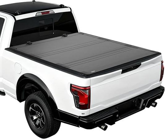VEVOR Hard Tri-Fold Truck Bed Tonneau Cover, Compatible with 2021-2025 Ford F-150 (Incl. Raptor/Lightning) 5.5 ft (67.1 in) Bed, Waterproof Low-Profile Folding Cover with Aluminum Alloy Support Bar