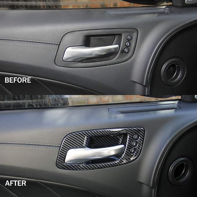 crosselec Carbon Fiber Inner Door Handle Bowl Cover Trim for Dodge Charger 2011-2021/ Chrysler 300 2015-2021