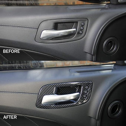 crosselec Carbon Fiber Inner Door Handle Bowl Cover Trim for Dodge Charger 2011-2021/ Chrysler 300 2015-2021
