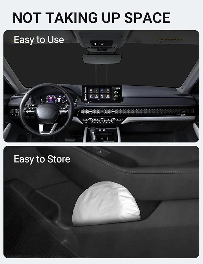 Proadsy Windshield Sun Shade for Honda Accord 2023-2025 2026 4-Layer Foldable Front Sunshade Protector Sun Visor Blocks UV Rays Keep Car Cooler