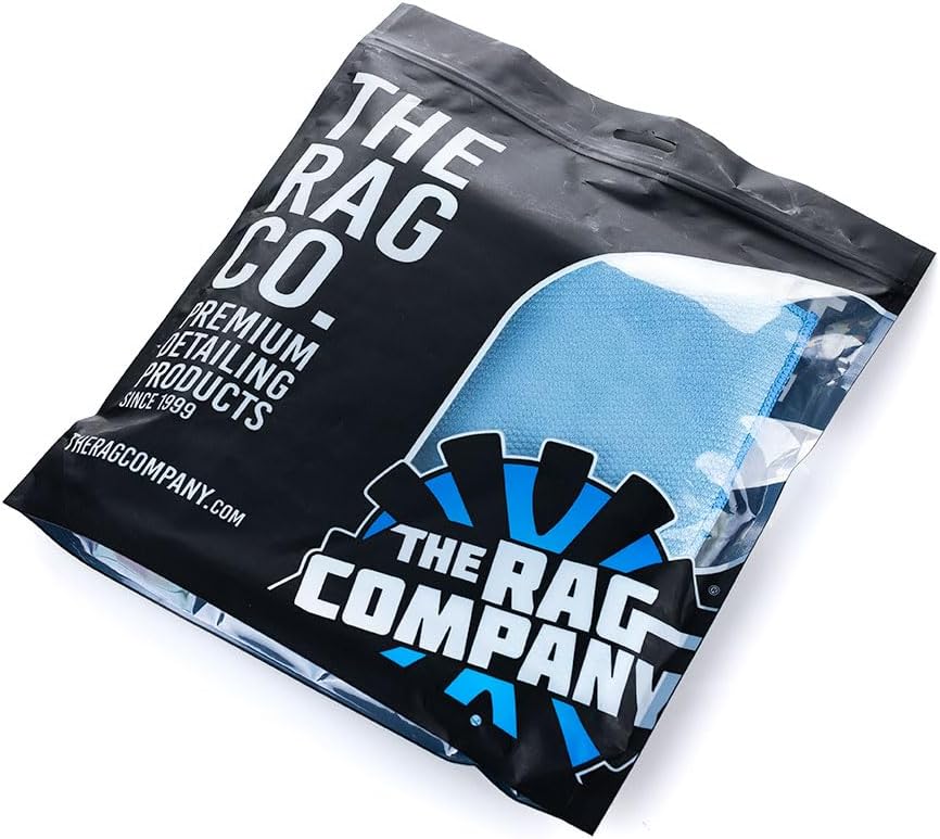 The Rag Company - Diamond Weave Glass & Window - Detailing Towels to Polish Mirrors & Chrome, Snakeskin Like Texture, Lint-Free, Streak-Free, 280gsm, 16in. x 16in, Blue (6-Pack)