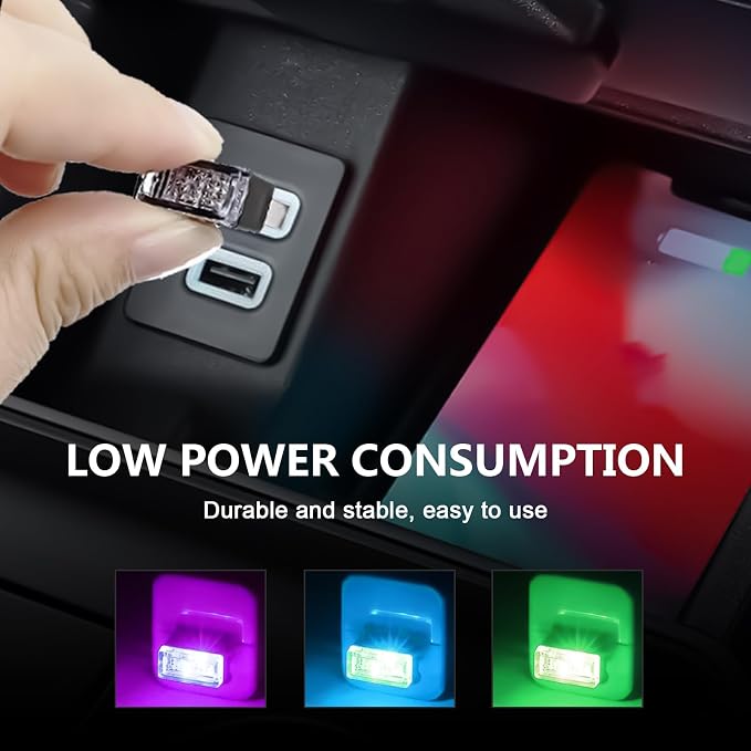 7 Pieces Car Ambient Lighting Kit USB LED Atmosphere Lamp with 7 Color Options Rechargeable Multicolor Interior Night Light for Car Truck Van SUV and Laptop Decor
