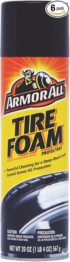 Armor All Tire Foam, Restores Deep-Black Look, 40320, 20 oz., 6 Packs