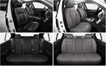 MINGBRON Car Seat Covers Full Set, 5 Seats Comfortable Faux Leather Seat Covers for Cars, Waterproof Automotive Seat Covers, Luxury Universal Fit Seat Covers for SUV, Sedans, Pick-up Trucks (Gray)