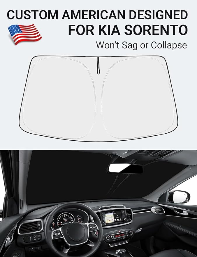 Proadsy 2026 Upgrade Front Windshield Sun Shade Foldable Sunshade Protector Sun Visor Custom Fit 2016-2020 Kia Sorento LX, S, EX, SX, and SX-Prestige SUV Accessories