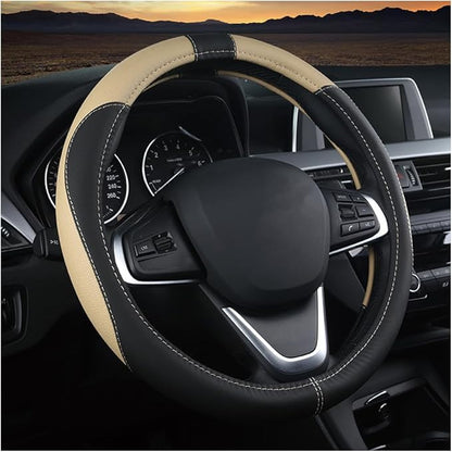 BESULEN Car Steering Wheel Cover, Soft Leather Steering Wheel Protector, Universal Non-Slip Steering Wheel Covers, Comfortable Grip Sweat-Absorbent, Automotive Interior Accessories