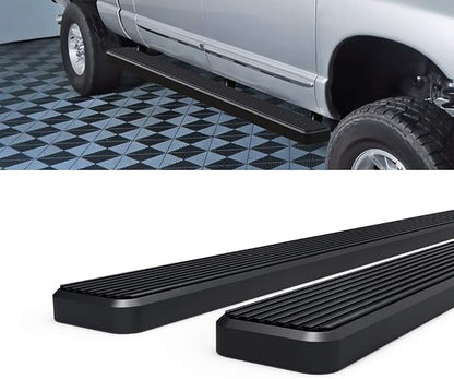 APS Running Boards 5in Black Compatible with Dodge Ram 1500 2006-2008 Mega Cab & Ram 2500 3500 2006-2009 Stainless Steel (Nerf Bars Side Steps Side Bars)(96in Full Cab Version)