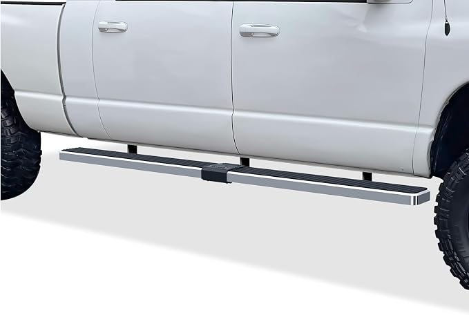 APS (304 Stainless Steel Polished Silver 5 inches) Running Boards Nerf Bars Side Steps Compatible with Dodge Ram 1500 2006-2008 Mega Cab & Ram 2500 3500 2006-2009(91in D2D Short Version)