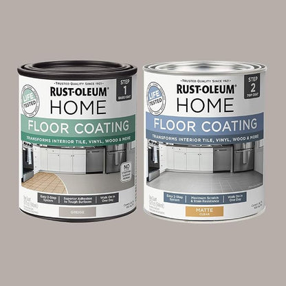 Rust-Oleum 367594 Home Interior Floor 2 Part Coating Kit, 2 Quarts, Matte Greige