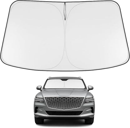 Proadsy Windshield Sun Shade Custom Fit 2021-2023 2024 2025 2026 Genesis GV80 Foldable Front Sunshade Protector Sun Visor Blocks UV Rays Keep Car Cooler