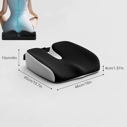Adult Car Booster Seat Cushion - Memory Foam Car Seat Wedge Cushion - Coccyx Cushion for Tailbone Pain - Driver Seat 3 Inch Height Boost Cushion - for Cars, Trucks, Home & Office Chairs, Black