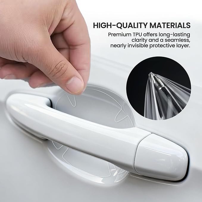 RockRose Ultra Gloss TPU PPF Film for Car Paint Protection Door Cup 5 Pcs, UV Protection, Scratch & Stain Resistant, Hydrophobic, Wet Installation, Strong Adhesive, 7.5 mil Thickness