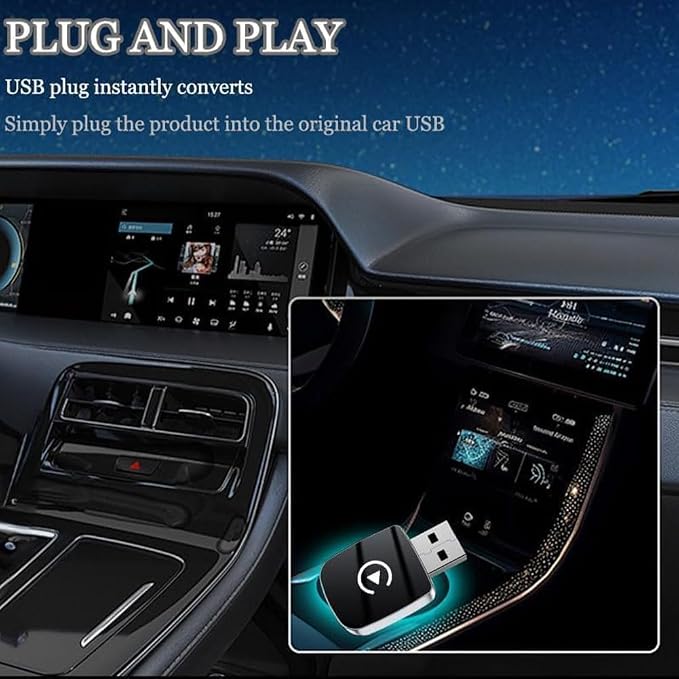 Car Wireless CarPlay Adapter for McLaren 570S 600LT 720S 765LT GT Artura, 2-in-1 Wireless CarPlay Adapter, Plug and Play, Fast Connection Navigation Accessories,Silver