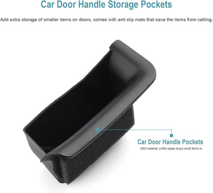 CDEFG 4Pcs for 2025 2026 Mazda CX-50 Center Console Organizer Tray Door Handle Pockets Trash Can Storage Box for 2023 2024 2025 2026 Mazda CX50 Accessories 4-Doors Trash Bin Storage Case TPE Material