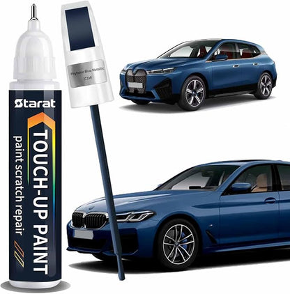 Phytonic Blue Metallic(C1M) Touch Up Paint Pen for BMW 2-in-1 Quick & Easy Car Scratch Repair Kit Exact OEM Match for X5/X4/iX3/X3/X2/X1/5/1 Series