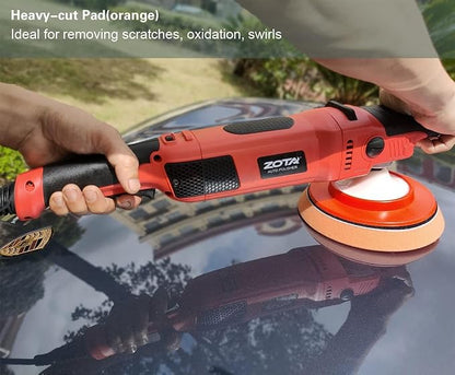 ZOTA Rotary Polisher, 1200W Double Torque 6-inch/7-inch Car Polisher, 6 Variable Speed 1100-3050RPM Buffer with Soft Start