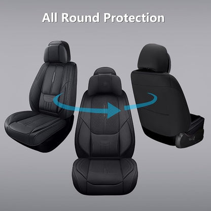 NS YOLO Full Coverage Leather Car Seat Covers for Cars,SUVs and Pick-up Trucks,Car Seat Protector,Automotive Seat Covers,Car Seat Cushion,Black Seat Cover,Front Seat Cover for 2 Seats