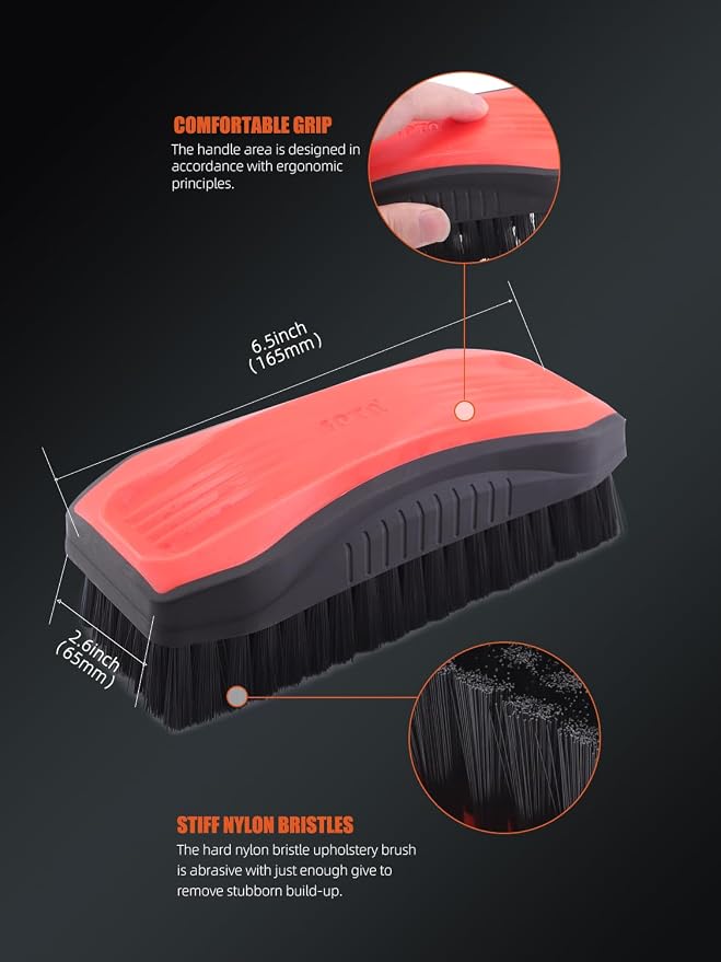 SPTA Carpet Cleaning Brush, 2Pcs Universal Leather & Upholstery Brush,Durable Nylon Bristles for Car Detailing,Ideal for Cleaning Seats, Carpets & Interior Surfaces,Gentle,Effective Detailing Tool