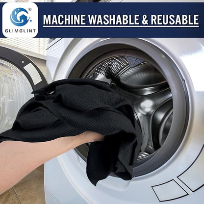 GLIMGLINT Black Microfiber Cleaning Cloth,150PK Reusable Cleaning Rags,Highly Absorbent Shop Rags Bulk,All-Purpose Car Cleaning Towels for TV Screen, Kitchen, Bathroom, Restaurant, Garage, 14"X12"