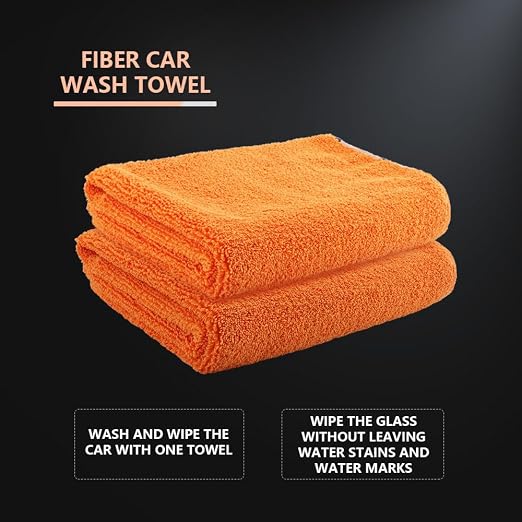 SPTA Drying Towel, Microfiber Car Drying Towel, 1 Pack Highly Absorbent, Scratch Free Large Car Wash Drying Towel for Car Washing, Drying & Auto Detailing, 23.8 x 30.9 inch, Orange-MT032