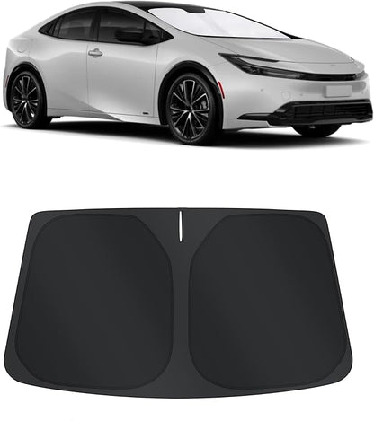 TINGLU Sun Shade for Toyota Prius 2023-2025 2026 Accessories Windshield Sun Shade Window Shade UV Rays Protection Sun Visor Cover with Steering Wheel Sunshade Storage Bag