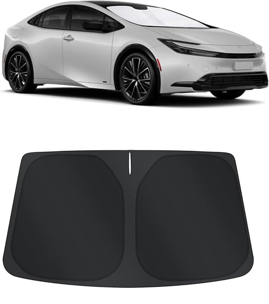 TINGLU Sun Shade for Toyota Prius 2023-2025 2026 Accessories Windshield Sun Shade Window Shade UV Rays Protection Sun Visor Cover with Steering Wheel Sunshade Storage Bag