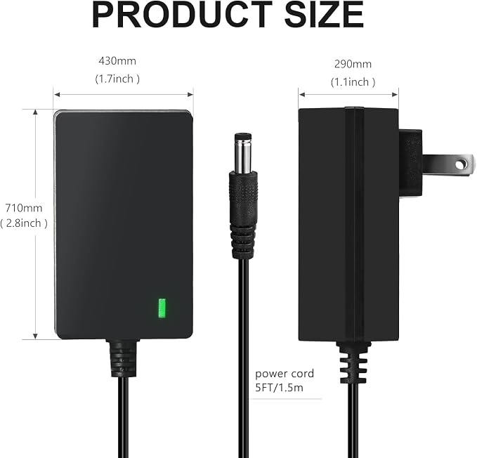 15V 1A~1.5A Adapter Charger Charging Cable Cord for Peak 450A 500A 600A 800A 1000A Auto Battery Booster Jump Starter, Compatible Beatit,Tacklife,Gooloo & More Portable Car Jump Starter