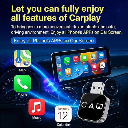 Wireless Carplay & Android Auto Adapter, Plug and Play, Compatible with Multiple Car Models (Silver)