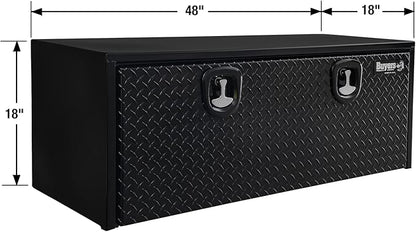 Buyers Products 1702510 Black Steel Truck Tool Box With Aluminum Diamond Tread Door, 18 x 18 x 48 Inch, Made In The USA, Truck Box for Organization & Storage, Job Tool Chest, Contractor Toolbox