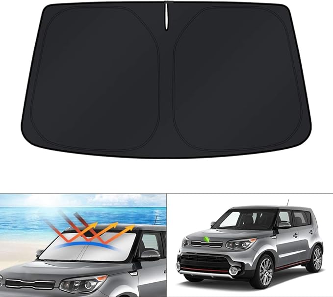 KUST Windshield Sun Shade for Kia Soul 2014-2019 Custom Fit Accessories Window Shade Foldable Sun Protector Block UV Rays Keep Car Cooler