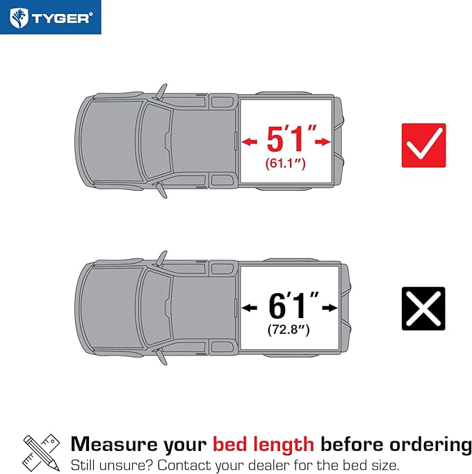 Tyger Auto T3 Soft Tri-Fold Truck Bed Tonneau Cover Compatible with 2004-2012 Chevy Colorado / GMC Canyon; 2006-2008 Isuzu I350 | Fleetside 5'1" Bed (61") | TG-BC3C1001