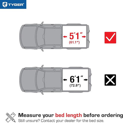 Tyger Auto T1 Soft Roll-up Truck Bed Tonneau Cover Compatible with 2023-2026 Chevy Colorado GMC Canyon | 5'1" (61") Bed | TG-BC1C9206