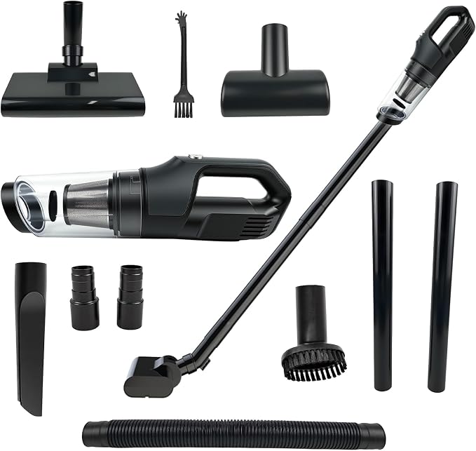 1.1lbs Lightweight Cordless Handheld Vacuum, 5-in-1 Rechargeable Portable Car Vacuum Cleaner with Washable Filter & Multi-Nozzles, Powerful Pet Hair Remover for Home, Office & Car Detailing