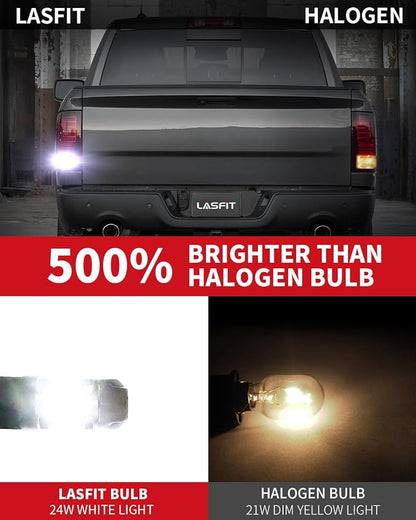 LASFIT T3 7443 7440 LED Bulb Reverse light with Built In Resistor Canbus Ready 7441 7444 W21W LED White Bulb for Backup Parking Daytime Running Light Side Marker Turn Signal(2pcs)