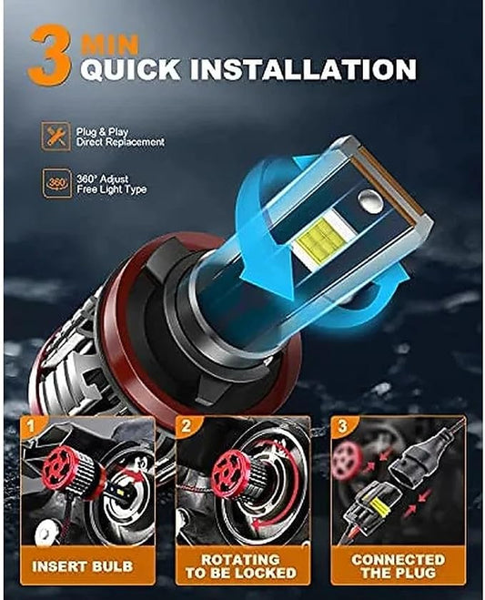 H11/H9/H8 Light Bulb, 16000LM Super Brighter, Plug and Play,6500K Cool White H11 Off Road Light or Fog Light Bulbs Pack of 2