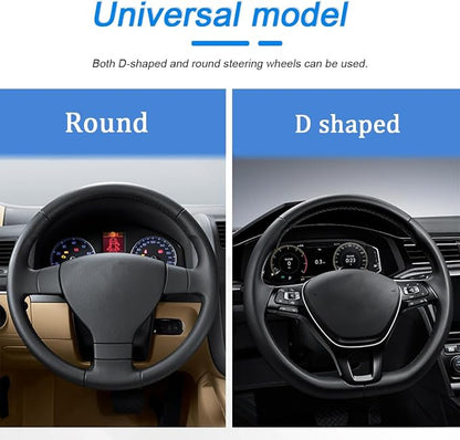 Car Steering Wheel Cover, 14.5"-15" Leather Anti-Slip Sporty Vehicle Steering Wheel Protector, Soft Breathable Auto Interior Decoration Accessories, Universal for SUV Truck Sedan (Grey)