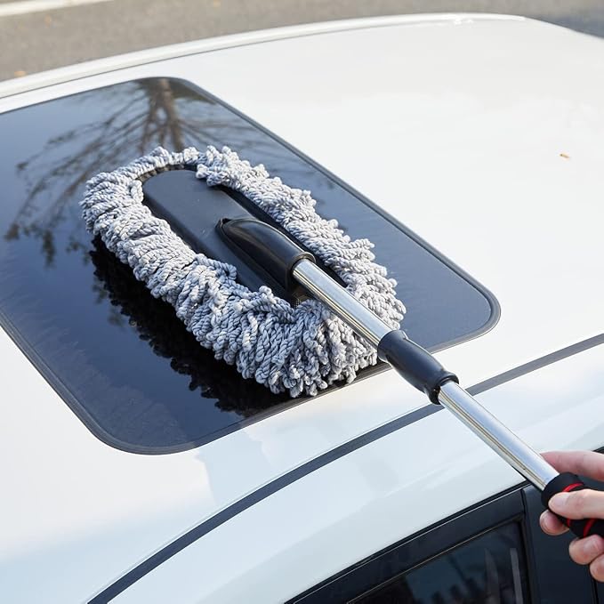 (3 Pack) Microfiber Car Duster Exterior Scratch Free, Extendable Handle Interior Multipurpose dust Cleaning Duster for car