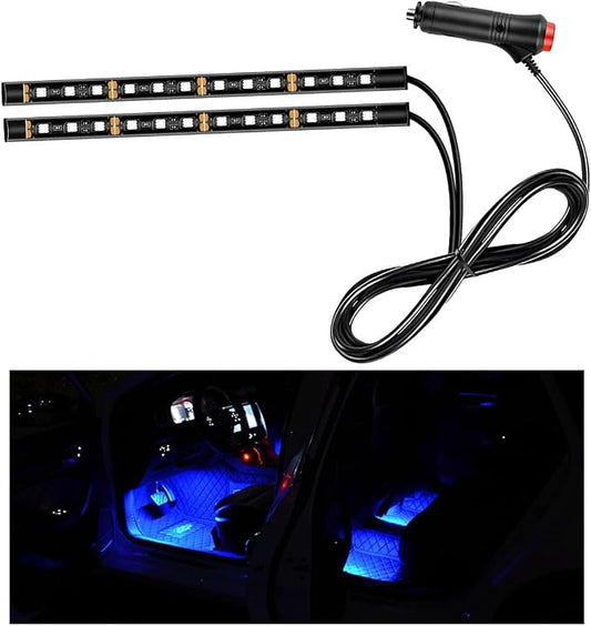 Ohleats Car LED Strip Light, 24 LED RGB Auto Interior Atmosphere Lights, Cigarette Lighter Under Dash Ambient Night Light, Interior Decorative Lamp Lighting Kit Car Accessories (Blue)