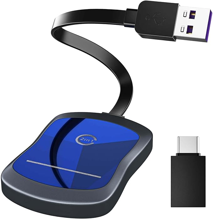 Upgraded Android Auto Wireless Adapter for Cars 2017+, 2 in 1 Wireless Carplay Adapter for iPhone,Compatible with iOS 10+/Android 11+, Plug & Play,Near-Zero Latency