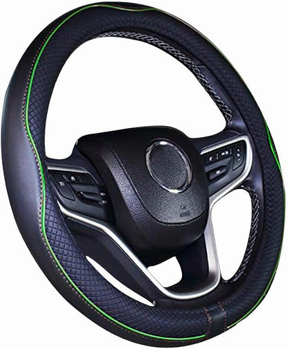 Mayco Bell Small Size Steering Wheel Cover Anti-Slip,Safety,Soft,Breathable,Durable,Full Surround,Comfortable Grip Microfiber Leather (14-14.25 inch, Green)