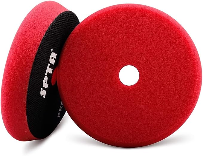 Red T10 Ultra-Fine Finishing Foam Polishing Pads, SPTA 1Pcs 3.5 Inch Face for 3 Inch 80mm Backing Plate Compound Buffing Sponge Pads for Car Buffer Polisher Compounding, Polishing and Waxing-FPBFS3R