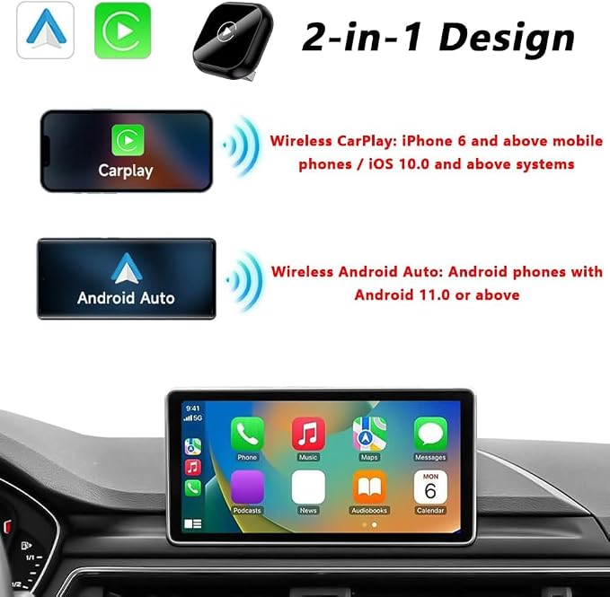 Car Wireless CarPlay Adapter for Honda Insight Passport 2019-2023 2024 2025, Plug & Play, Play Stable Connection No Latency, Converts Wired to Wireless,A