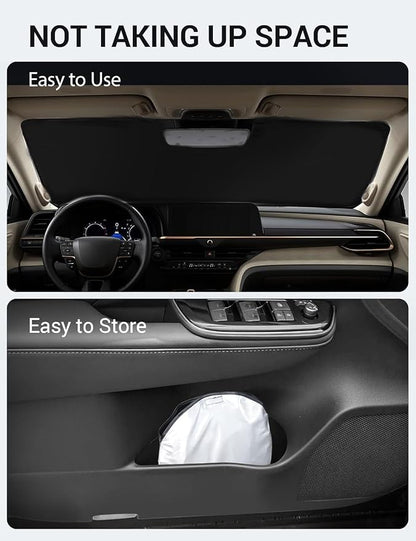 Proadsy Windshield Sun Shade for Toyota Crown 2023 2024 2025 2026 Foldable Front Sunshade Protector Blocks UV Rays Keep Car Cooler