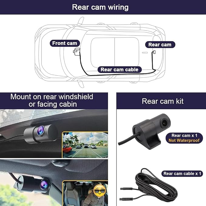 Fitcamx Front 4K+Rear 1080P Dash Cam Adapts for Ford F150 F250 2021-2025 Limited XLT XL Raptor Lariat Platinum King Ranch Tremor, OEM Look, Dual HD Video, WiFi&APP, Loop Recording, G-Sensor,128GB Card