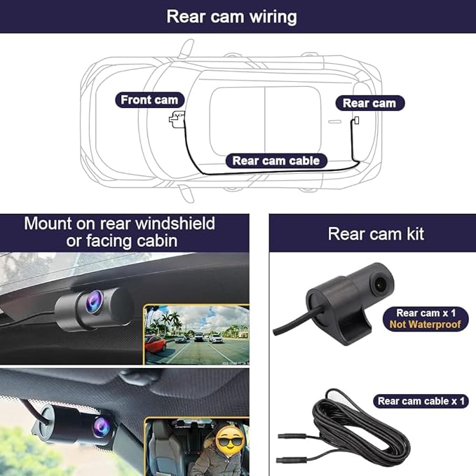 Fitcamx 2K Dual Dash Cam Suitable for Volvo XC60 V90 S90 2022-2026 B5 B6 T8 (Model B), Integrated OEM Look, Front 1440P+Rear 1080P HD Video, WiFi & APP, Loop Recording, G-Sensor, 64GB Card