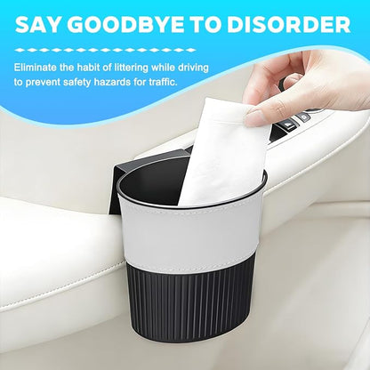 Zpana Car Trash Can, Portable Mini Vehicle Cup Holder Hanging Garbage Container, Multifunctional Automotive Side Door Trash Organizer Can Accessories, Universal for SUV, Sedan, Truck (White)