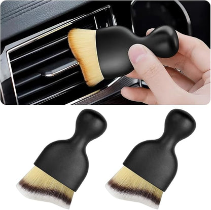 Blilo 2PCS Car Interior Detailing Brush with Dust Cover, Auto Soft Hair Cleaning Brushes, Scratch Free Curved Dirt Collectors, for Vehicle Dashboard Air Conditioner Vents Leather (3 Colors/2PCS)