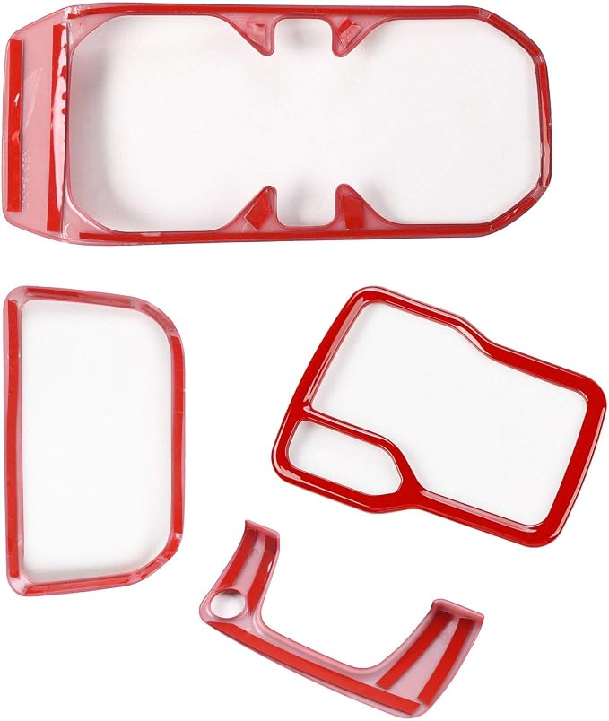 Voodonal for JL 4WD Shift Knob Gear Shift Bezel Front Cup Holder Center Armrest Switch Lock Hole Cover Trim Kits Fit for 2018-2026+Jeep Wrangler JL JLU Gladiator JT Interior Accessories 4pcs Red(AT)